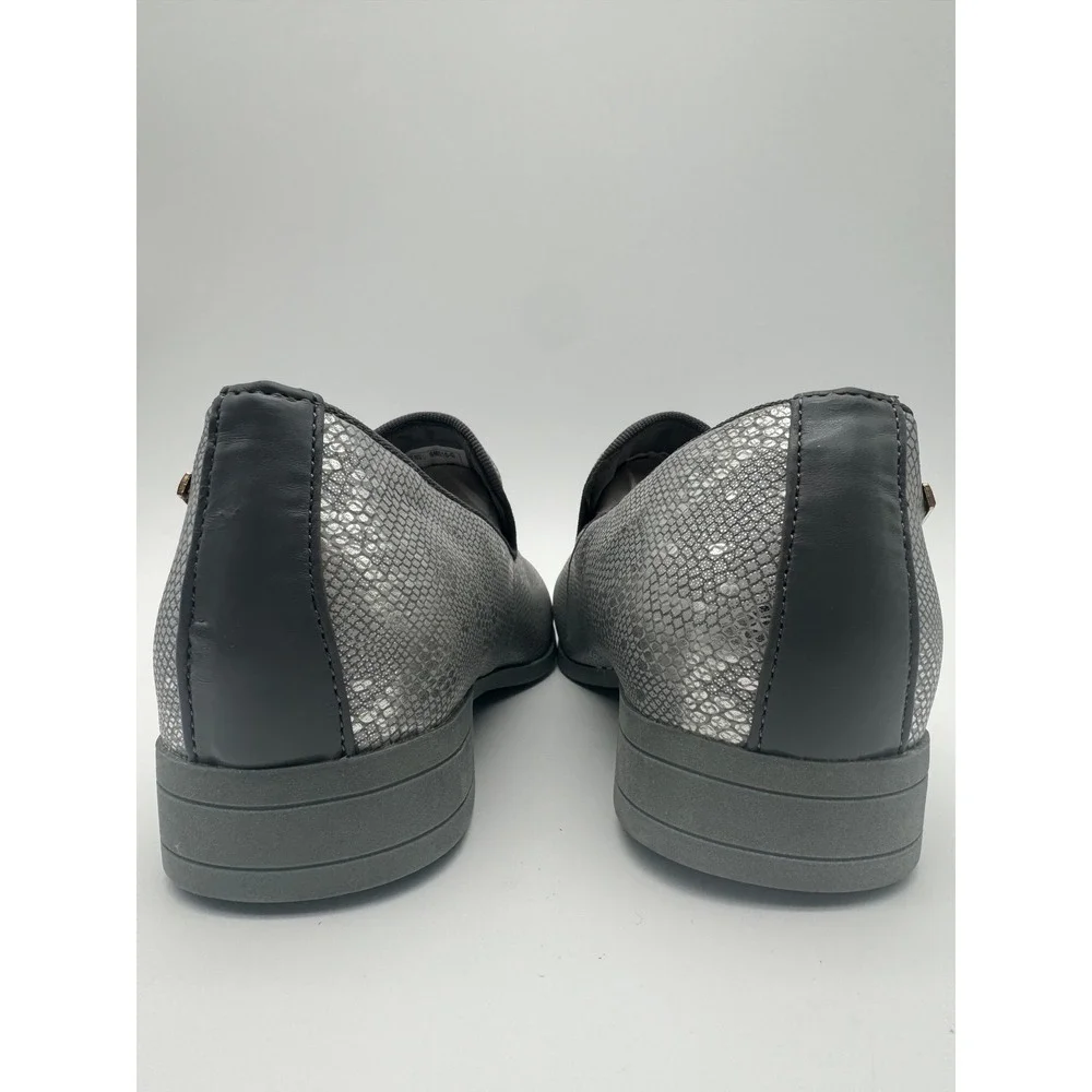 Mens Slip On Dress Shoes Snake Skin Silver Loafers‎ US 9.5